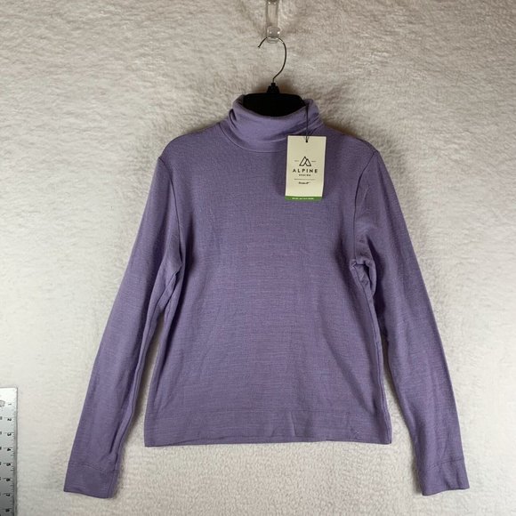 Alpine Design Shirt Women's XS Lilac Polyester‎ Soft Turtleneck Pullover 7203 - Picture 1 of 8